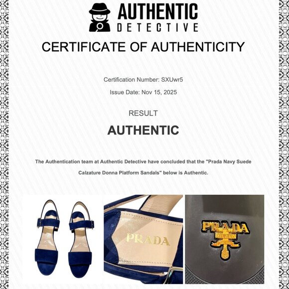 Prada NAVY Suede Platform Sandals NEW with COA - Picture 17 of 17